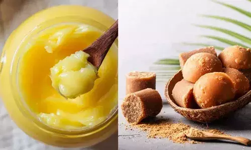 Health Benefits : భోజనం తర్వాత నెయ్యి, బెల్లం తింటే ఏమవుతుంది..? Health Benefits : భోజనం తర్వాత నెయ్యి, బెల్లం తింటే ఏమవుతుంది..?