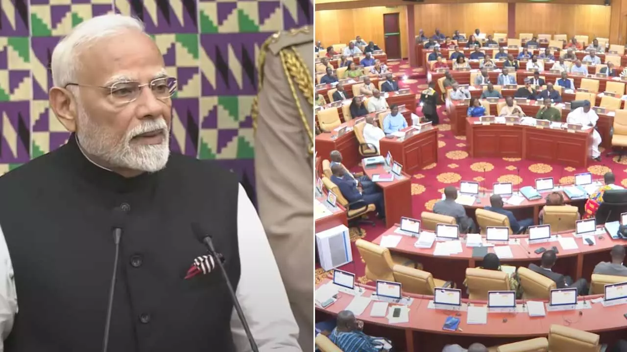PM Modi : భారత్ లో 2500 పార్టీలు.. మోడీ వ్యాఖ్యలకు షాకైన ఘనా ఎంపీలు PM Modi : భారత్ లో 2500 పార్టీలు.. మోడీ వ్యాఖ్యలకు షాకైన ఘనా ఎంపీలు