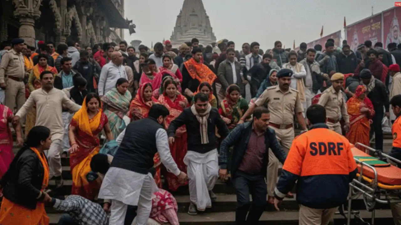 UP : యూపీ ఆలయంలో తొక్కిసలాట.. ఇద్దరి మృతి UP : యూపీ ఆలయంలో తొక్కిసలాట.. ఇద్దరి మృతి