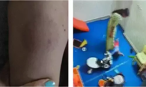 Noida: 15 నెలల పసిబిడ్డపై డేకేర్ అటెండర్ దాష్టీకం.. సీసీటీవీలో రికార్డ్..