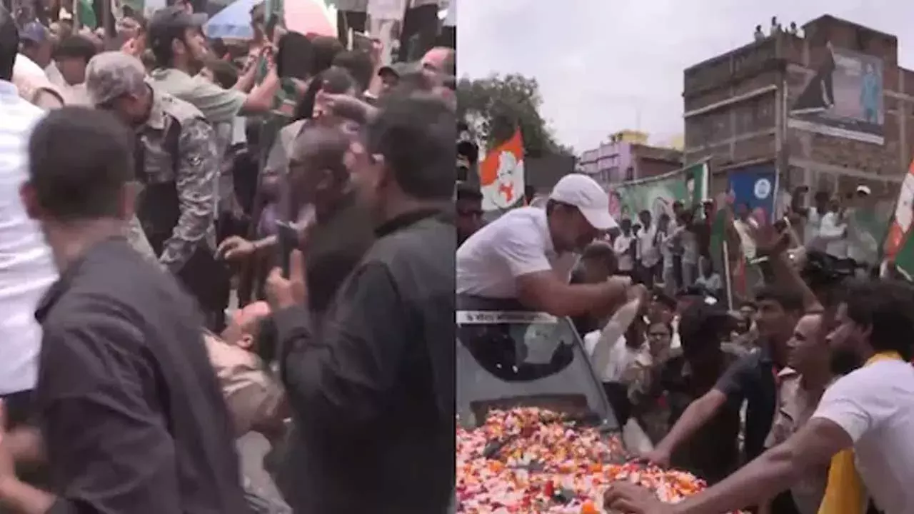 Bihar : బీహార్లో రాహుల్ గాంధీ యాత్ర: కానిస్టేబుల్ కాలుపైకి ఎక్కిన జీప్.. Bihar : బీహార్లో రాహుల్ గాంధీ యాత్ర: కానిస్టేబుల్ కాలుపైకి ఎక్కిన జీప్..