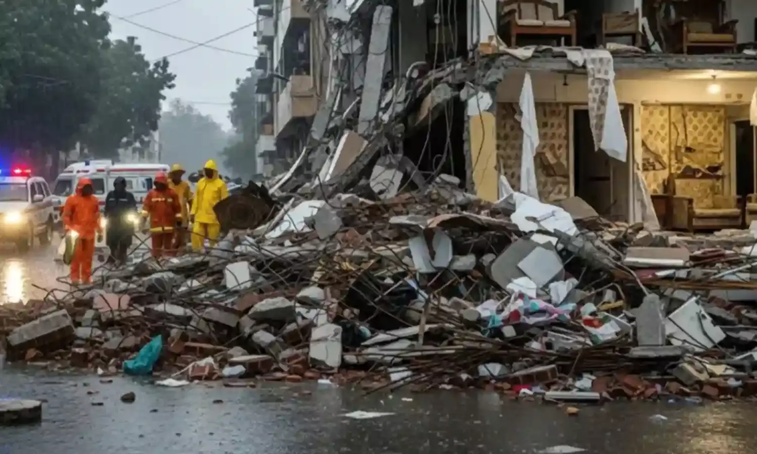 Delhi: భారీ వర్షాలకు కుప్పకూలిన నాలుగు అంతస్తుల భవనం.. Delhi: భారీ వర్షాలకు కుప్పకూలిన నాలుగు అంతస్తుల భవనం..