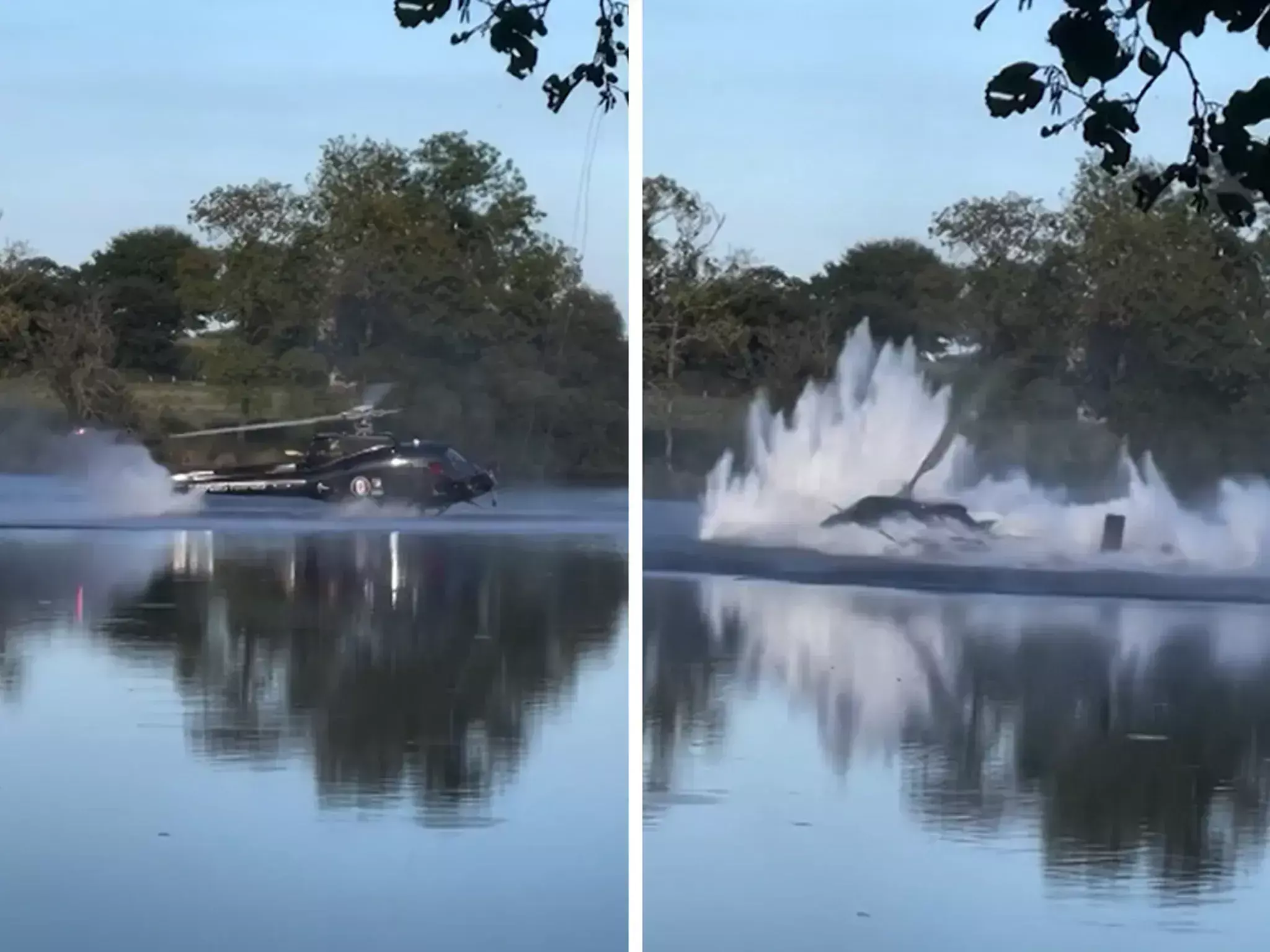 Helicopter Crash: నీరు నింపే ప్రయత్నంలో బోర్ల పడ్డ హెలికాప్టర్. Helicopter Crash: నీరు నింపే ప్రయత్నంలో బోర్ల పడ్డ హెలికాప్టర్.