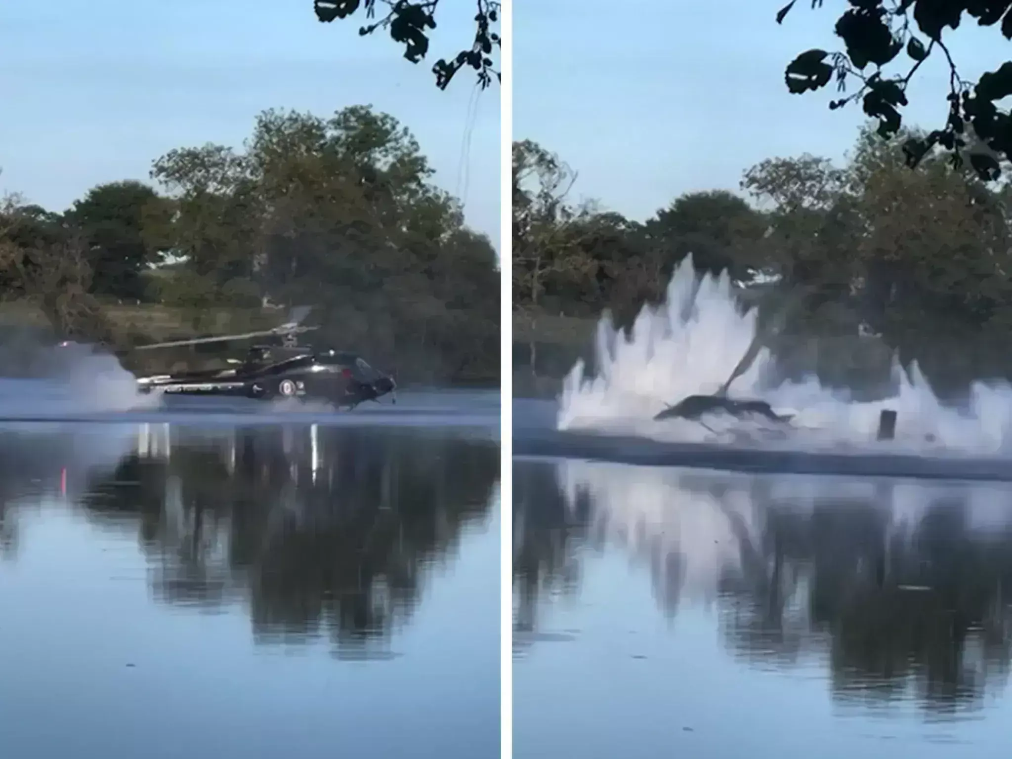 Helicopter Crash: నీరు నింపే ప్రయత్నంలో  బోర్ల పడ్డ హెలికాప్టర్. Helicopter Crash: నీరు నింపే ప్రయత్నంలో  బోర్ల పడ్డ హెలికాప్టర్.