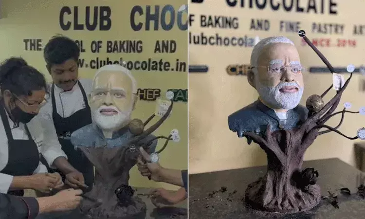 Odisha: విద్యార్థులు తయారు చేసిన 70 కిలోల ప్రధాని మోదీ చాక్లెట్ శిల్పం