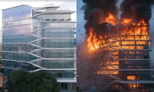 Nepal: నిరసనకారుల విధ్వంసం.. ఎత్తైన హోటల్ లో ఎగిసిపడుతున్న మంటలు..