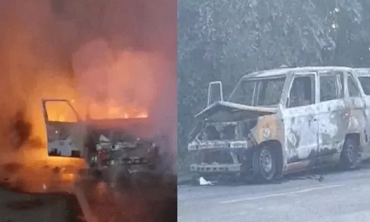 Gujarath: అంబులెన్స్ లో అగ్నిప్రమాదం.. నవజాత శిశువు సహా నలుగురు సజీవ దహనం..