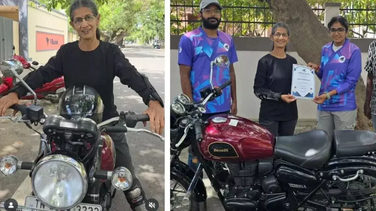 Old woman Bullet ride: అరవై ఏళ్ల వయసులో బెనెల్లీ బైక్ పై  బామ్మ