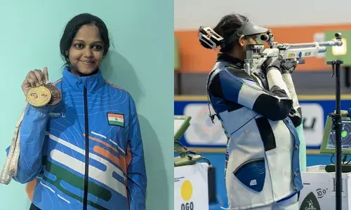 MEGHANA: 8 నెలల గర్భం.. అయినా గురితప్పని లక్ష్యం