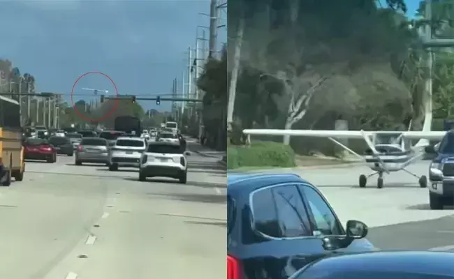 US: రద్దీ రోడ్డుపై విమానం ఎమర్జెన్సీ ల్యాండింగ్. 19 ఏళ్ల యువ పైలట్ సాహసం